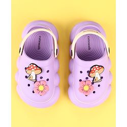 Cute Walk by Babyhug Clogs with Mushroom & Floral Applique - Purple