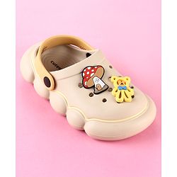 Cute Walk by Babyhug Back Strap Clogs with Applique - Beige & Mustard