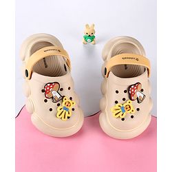 Cute Walk by Babyhug Back Strap Clogs with Applique - Beige & Mustard