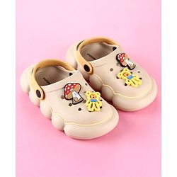 Cute Walk by Babyhug Back Strap Clogs with Applique - Beige & Mustard