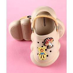 Cute Walk by Babyhug Back Strap Clogs with Applique - Beige & Mustard