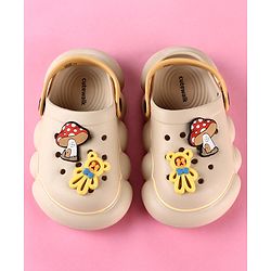 Cute Walk by Babyhug Back Strap Clogs with Applique - Beige & Mustard