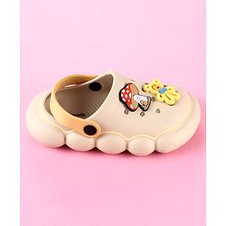 Cute Walk by Babyhug Back Strap Clogs with Applique - Beige & Mustard