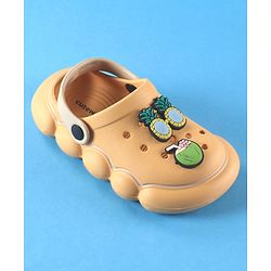 Cute Walk by Babyhug Back Strap Solid Clogs With Beach Theme Applique - Mustard