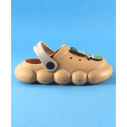 Cute Walk by Babyhug Back Strap Solid Clogs With Beach Theme Applique - Mustard