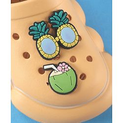 Cute Walk by Babyhug Back Strap Solid Clogs With Beach Theme Applique - Mustard