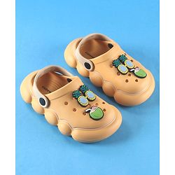 Cute Walk by Babyhug Back Strap Solid Clogs With Beach Theme Applique - Mustard