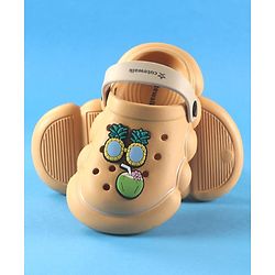 Cute Walk by Babyhug Back Strap Solid Clogs With Beach Theme Applique - Mustard
