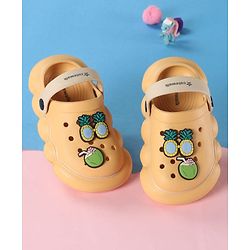 Cute Walk by Babyhug Back Strap Solid Clogs With Beach Theme Applique - Mustard