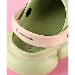 Cute Walk by Babyhug Back Strap Clogs with Applique - Olive Green & Beige