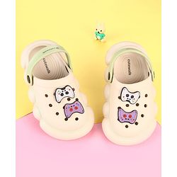Cute Walk by Babyhug Clogs with Gaming Controller Applique - Beige
