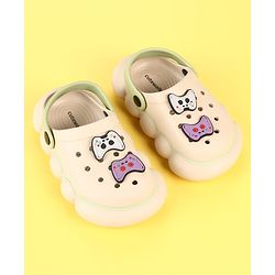 Cute Walk by Babyhug Clogs with Gaming Controller Applique - Beige