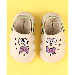 Cute Walk by Babyhug Clogs with Gaming Controller Applique - Beige