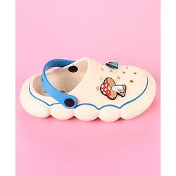 Cute Walk by Babyhug Clogs With Back Strap Closure & Applique Detailing - Beige & Blue