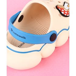 Cute Walk by Babyhug Clogs With Back Strap Closure & Applique Detailing - Beige & Blue