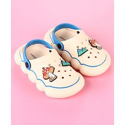 Cute Walk by Babyhug Clogs With Back Strap Closure & Applique Detailing - Beige & Blue