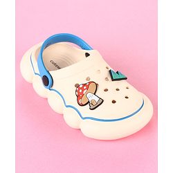 Cute Walk by Babyhug Clogs With Back Strap Closure & Applique Detailing - Beige & Blue