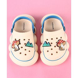 Cute Walk by Babyhug Clogs With Back Strap Closure & Applique Detailing - Beige & Blue