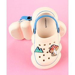 Cute Walk by Babyhug Clogs With Back Strap Closure & Applique Detailing - Beige & Blue
