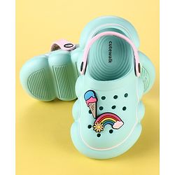 Cute Walk by Babyhug Back Strap Clogs with Rainbow Applique - Mint & Pink