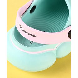Cute Walk by Babyhug Back Strap Clogs with Rainbow Applique - Mint & Pink