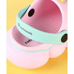Cute Walk by Babyhug Back Strap Clogs with Floral & Star Applique - Pink & Mint