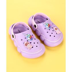 Cute Walk by Babyhug Back Strap Clogs With Unicorn Theme Applique - Purple