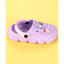 Cute Walk by Babyhug Back Strap Clogs With Unicorn Theme Applique - Purple