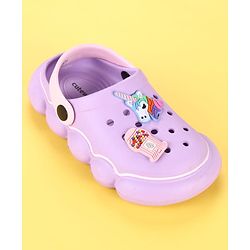 Cute Walk by Babyhug Back Strap Clogs With Unicorn Theme Applique - Purple
