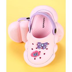 Cute Walk by Babyhug Back Strap Clogs With Bow Applique - Pink
