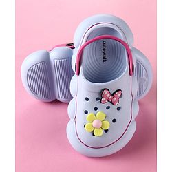 Cute Walk by Babyhug Back Strap Clogs with Floral & Bow Applique - Blue & Fuchsia