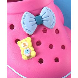 Cute Walk by Babyhug Back Strap Solid Clog With Bear & Bow Applique - Fuchsia