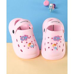 Cute Walk by Babyhug Back Strap Solid Clog With Floral Applique - Pink