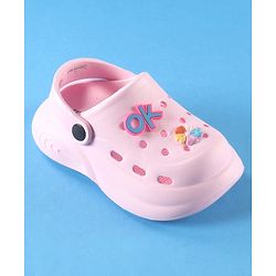 Cute Walk by Babyhug Back Strap Solid Clog With Floral Applique - Pink