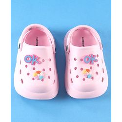 Cute Walk by Babyhug Back Strap Solid Clog With Floral Applique - Pink