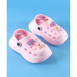 Cute Walk by Babyhug Back Strap Solid Clog With Floral Applique - Pink