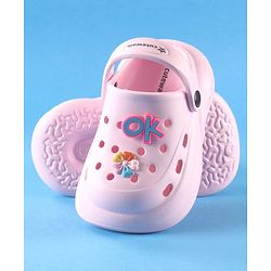 Cute Walk by Babyhug Back Strap Solid Clog With Floral Applique - Pink