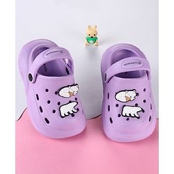 Cute Walk by Babyhug Back Strap Clogs with Bear & Fox Applique - Purple