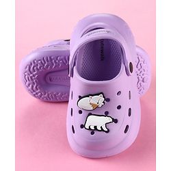 Cute Walk by Babyhug Back Strap Clogs with Bear & Fox Applique - Purple