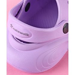 Cute Walk by Babyhug Back Strap Clogs with Bear & Fox Applique - Purple