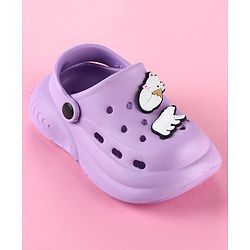 Cute Walk by Babyhug Back Strap Clogs with Bear & Fox Applique - Purple