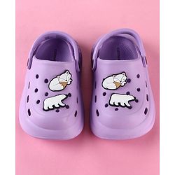 Cute Walk by Babyhug Back Strap Clogs with Bear & Fox Applique - Purple