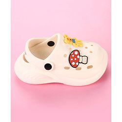 Cute Walk by Babyhug Clogs with Back Strap & Mushroom Applique - Off White