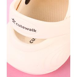 Cute Walk by Babyhug Clogs with Back Strap & Mushroom Applique - Off White