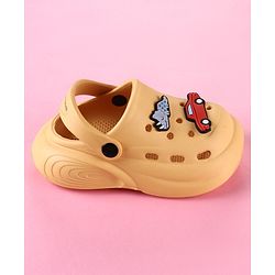 Cute Walk by Babyhug Back Strap Clogs with Car Applique - Mustard