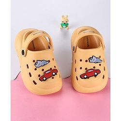 Cute Walk by Babyhug Back Strap Clogs with Car Applique - Mustard