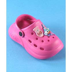 Cute Walk by Babyhug Back Strap Solid Clogs With Unicorn Applique - Fuchsia