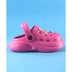 Cute Walk by Babyhug Back Strap Solid Clogs With Unicorn Applique - Fuchsia