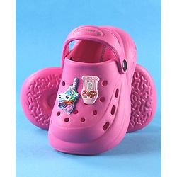 Cute Walk by Babyhug Back Strap Solid Clogs With Unicorn Applique - Fuchsia