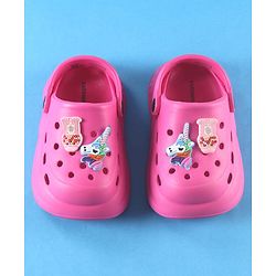 Cute Walk by Babyhug Back Strap Solid Clogs With Unicorn Applique - Fuchsia
